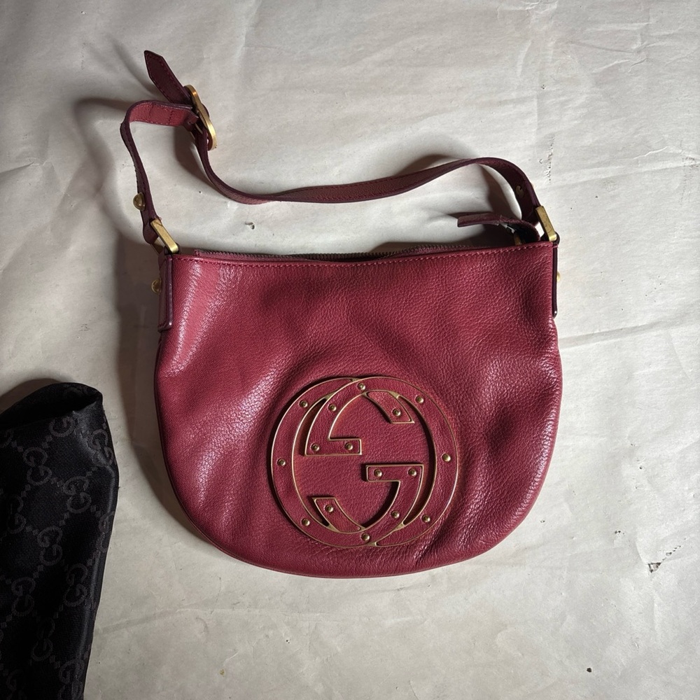 Vintage Gucci Calfskin Small Blondie Hobo Red, Pink Bag Authentic 121552 2123